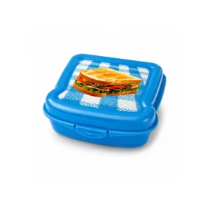 Barnevennlig matboks med sandwichmotiv Blå