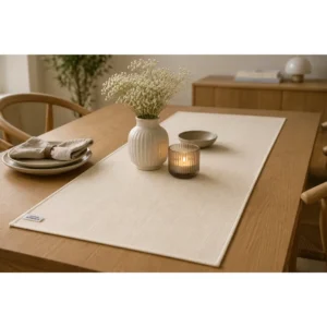 Bordløper i bomull – naturfarget dekorativ bordduk 100x33 cm