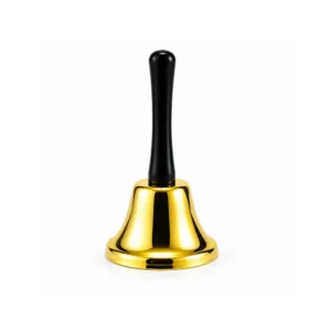 Håndbjelle i metall – Gull ringebjelle 13 cm (elegant design)