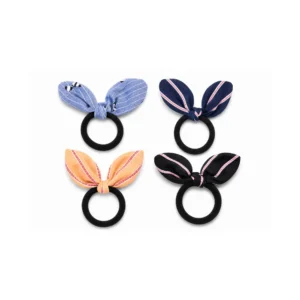 Hårstrikk med sløyfe/kaninører – myk scrunchie (flere farger)