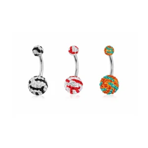 Navelring med krystaller – rund design (flere farger)