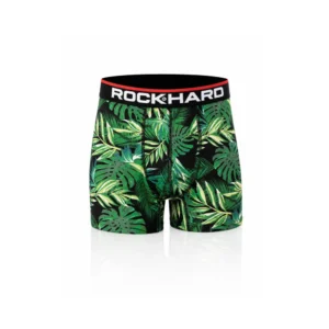Rockhard boxer for menn – grønt tropisk bladmønster – størrelse L