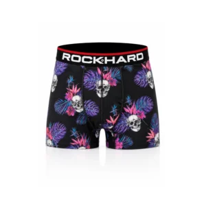 Rockhard boxer for menn – hodeskaller og blader – størrelse L