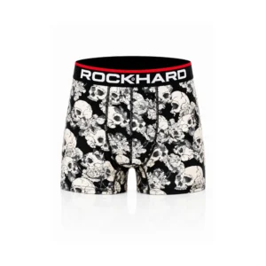 Rockhard boxer for menn – hodeskaller og blomster – størrelse L