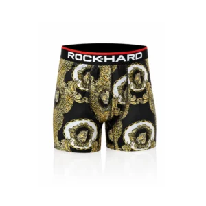 Rockhard boxer for menn – leopardmønster svart/gull – størrelse L