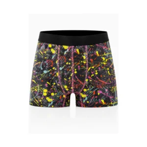 Rockhard boxer for menn – Paint Splash Black – størrelse M