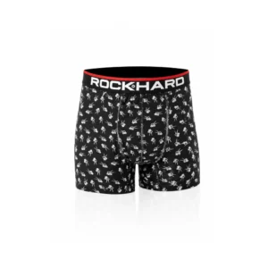 Rockhard boxer for menn – svart med skjelett mønster – størrelse L