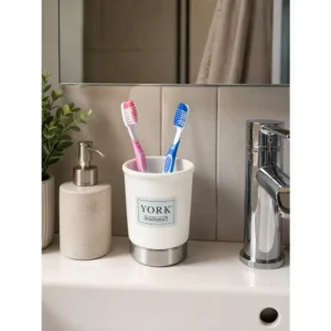 York baderomskopp i keramikk – Hvit/krom 10,8 cm