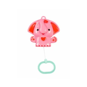Rosa musikkuro med opptrekk formet som en elefant.