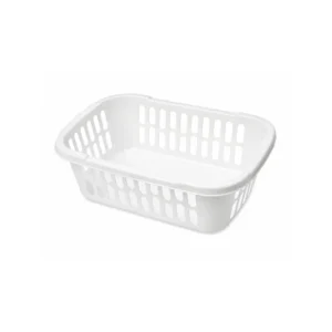 Oppbevaringskurv i plast med ventilert design i hvit