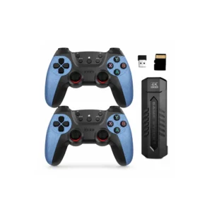 Retro Game Stick 4K 128GB med over 40 000 spill, to trådløse kontrollere, HDMI-tilkobling og Plug & Play for TV.