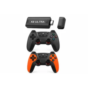 X8 Ultra Retro Spillkonsoll 128GB med over 50 000 spill, to oppladbare trådløse kontrollere, HDMI-tilkobling, Wi-Fi og Plug & Play for TV.