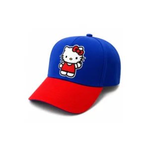 Blå og rød justerbar caps med brodert Hello Kitty
