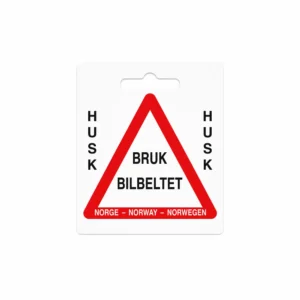 Husk bilbeltet klistremerke 8×7,5cm