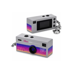 Mini digitalkamera retro nøkkelring Grå