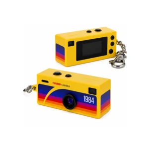 Mini digitalkamera retro nøkkelring Gul