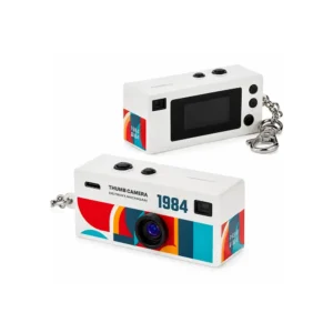 Mini digitalkamera retro nøkkelring Hvit