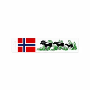 Norsk flagg med elger klistremerke liten