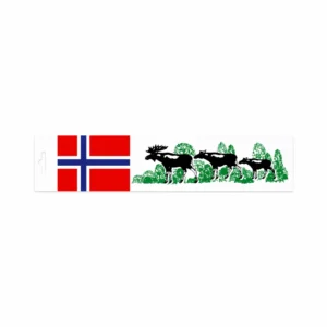 Norsk flagg med elger klistremerke stor