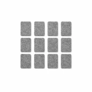 16-pk rektangulære selvklebende møbelknotter i grå filt 2,5 x 1,9 cm