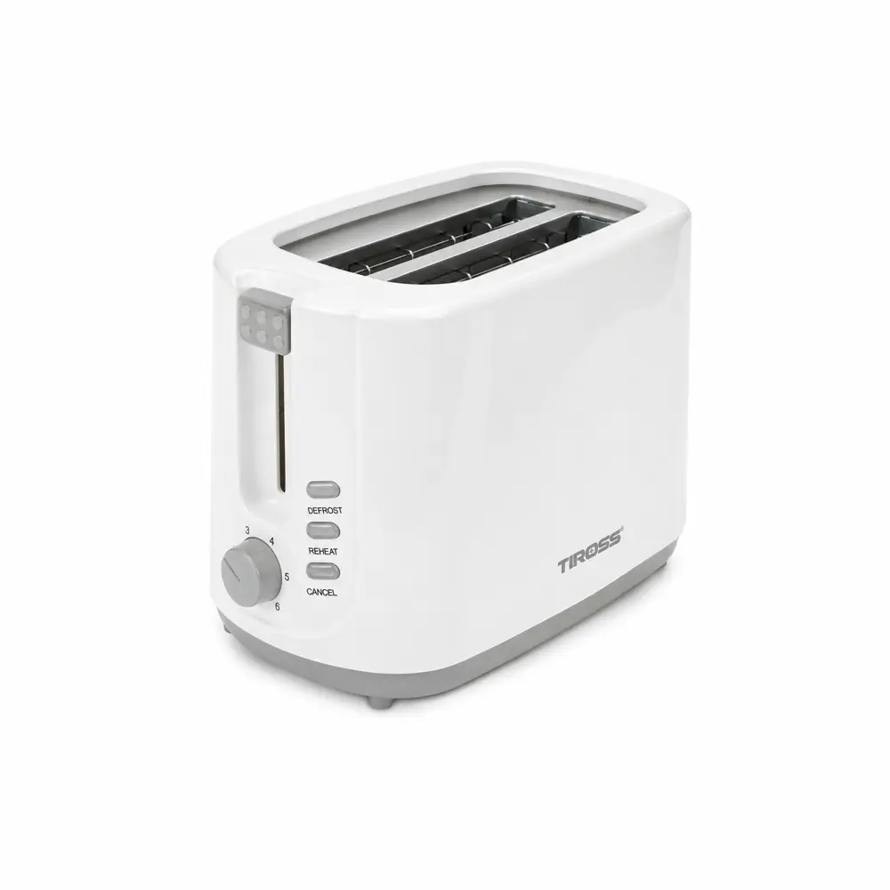 Hvit brødrister for to skiver med seks ristenivåer