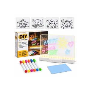 DIY LED-skrivetavle i akryl 30 x 20 cm med 7 fargetusjer