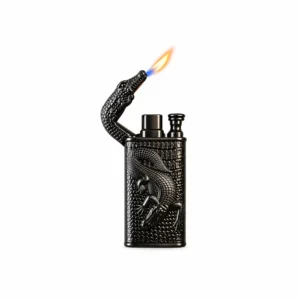 Krokodille stormlighter med dobbel flamme Svart