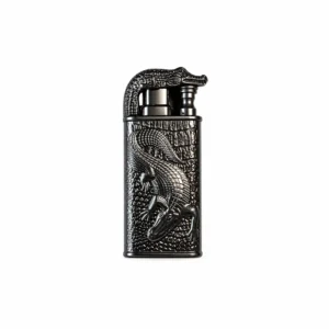 Krokodille stormlighter med dobbel flamme Svart