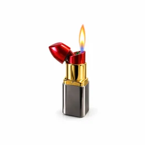 Påfyllbar leppestiftlighter med åpen topp og flamme