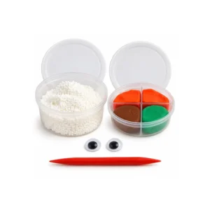 Innhold i Foam Clay og Silk Clay modelleringssett med snømann