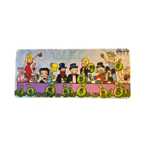 Gaming musematte 70 x 30 cm med Alec Monopoly-inspirert Money Pop Art motiv