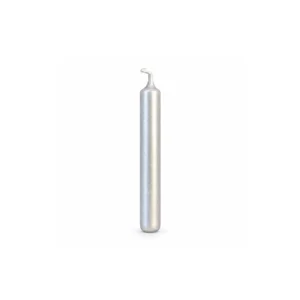 Sølvfarget juletrelys med metallisk overflate, 10,2 cm langt.
