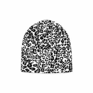 Svart og hvit lue med leopardmønster – one size